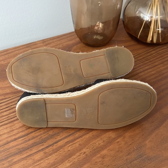 Eileen Fisher Lace LT Black Leather Espadrille Flats - Picture 9 of 9